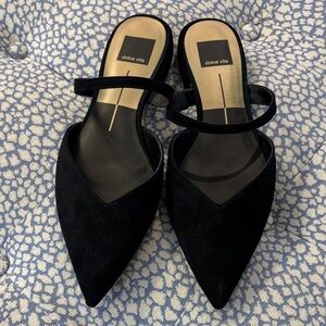 Dolce Vita Suede  Black Pointed Toe Mules